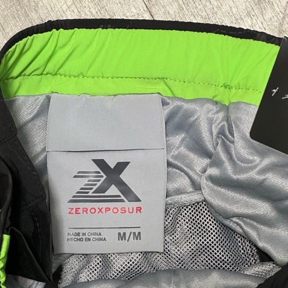 Men's Zeroxposur Medium Swim Drawstring Shorts Trunks Hybrid Black Elastic Waist - Picture 8 of 10